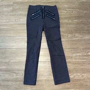 Urban Outfitters Navy Pinstripe High Waisted Pants With Zipper Detail